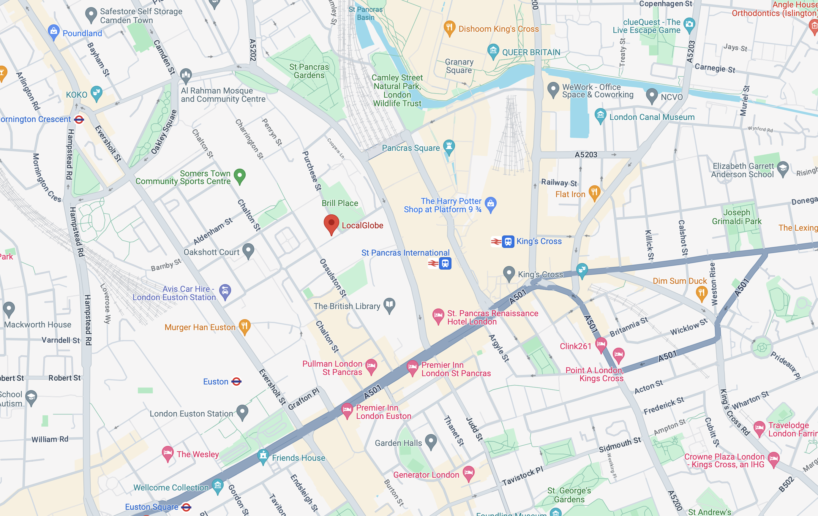 Google Map screenshot of LocalGlobe's location in London.