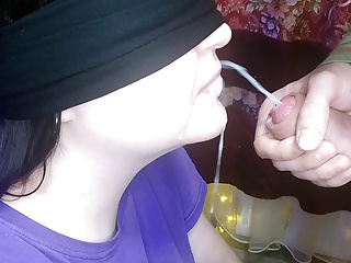 Cumshot in Mouth, Blindfold Surprise, Cum in Mouth, Game