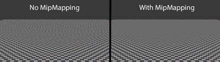 Image showing how mipmaps reduce aliasing at large distances.