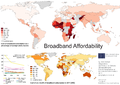 Image 21 Broadband affordability in 2011 This map presents an overview of broadband affordability, as the relationship between average yearly income per capita and the cost of a broadband subscription (data referring to 2011). Source: Information Geographies at the Oxford Internet Institute. (from Internet access)