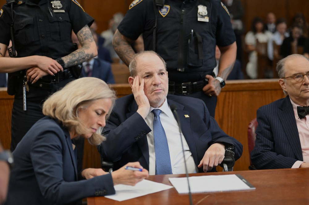 Former film producer Harvey Weinstein looks on inside Manhattan Criminal Court in New York on May 1, 2024, for a preliminary hearing after his rape conviction was overturned. New York's highest court on April 25, 2024, overturned Weinstein's 2020 conviction on sex crime charges. (Photo by Curtis Means / POOL / AFP) (Photo by CURTIS MEANS/POOL/AFP via Getty Images)