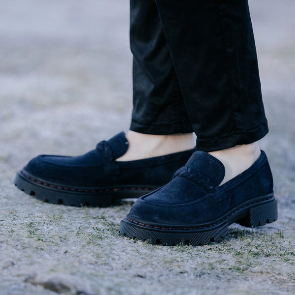 Hackney Navy Suede Loafers - Welligogs