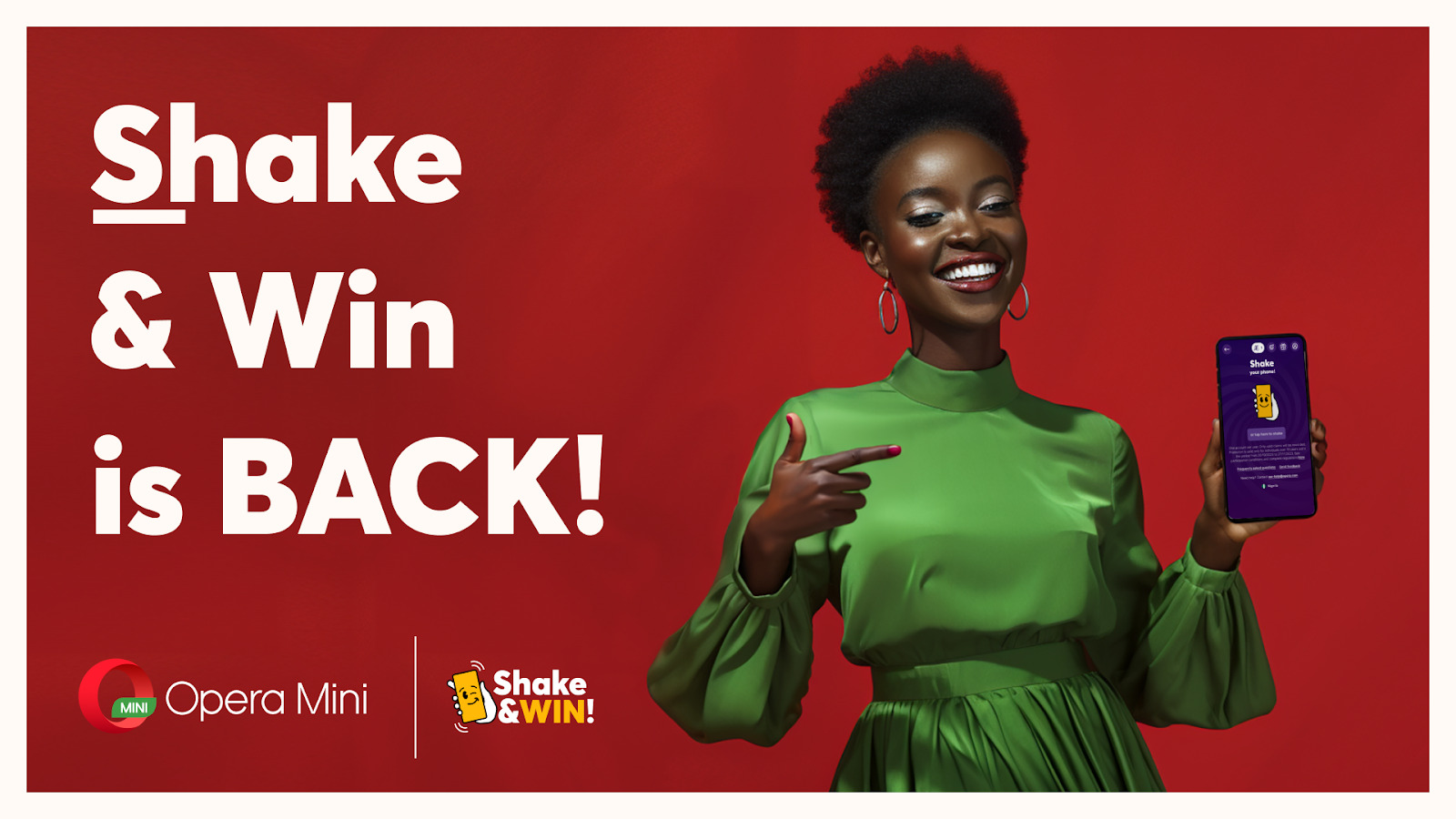 An Opera Mini user evinces the excitement of "Shake and Win."