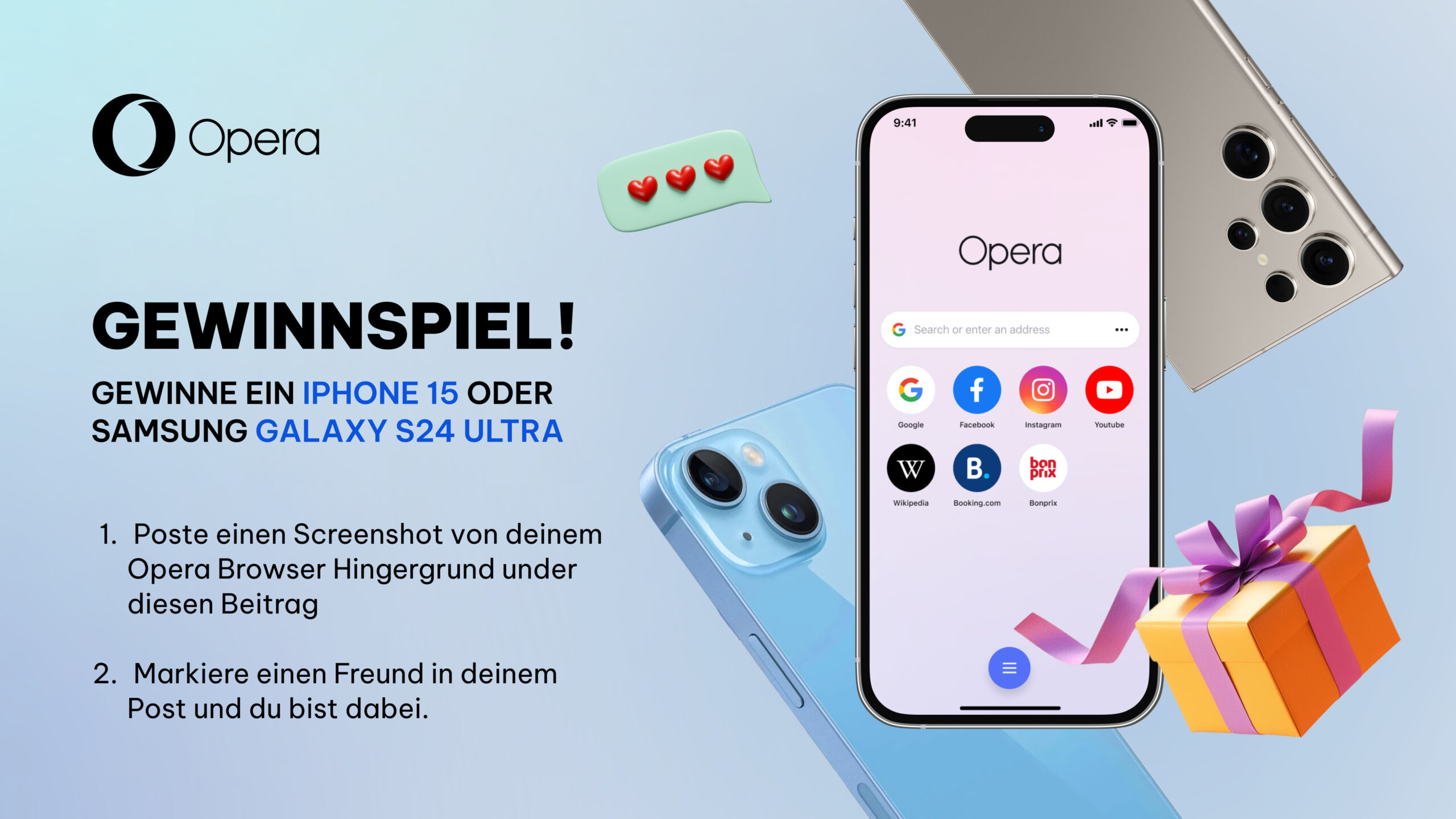 Gewinne mit Opera ein neues Handy