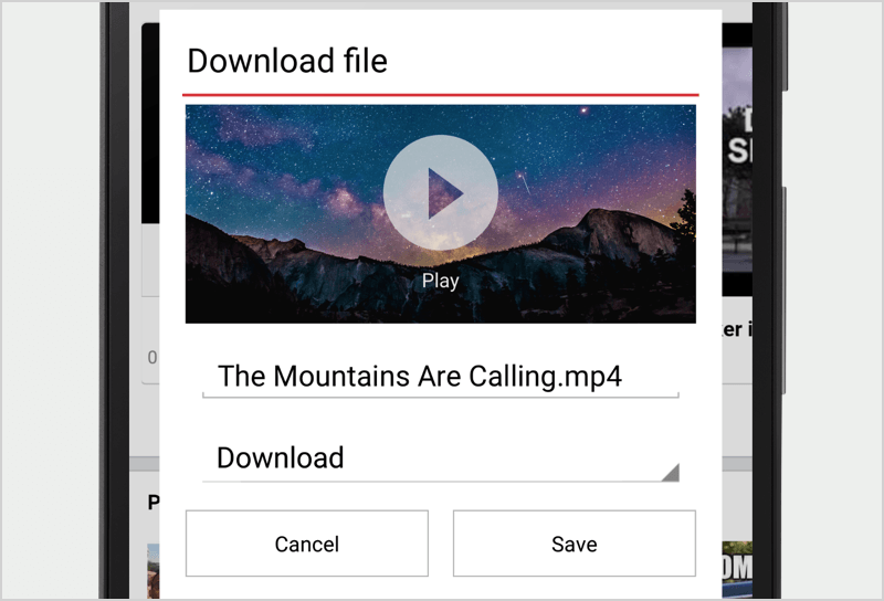 Image of online video download feature in Opera Mini for Android