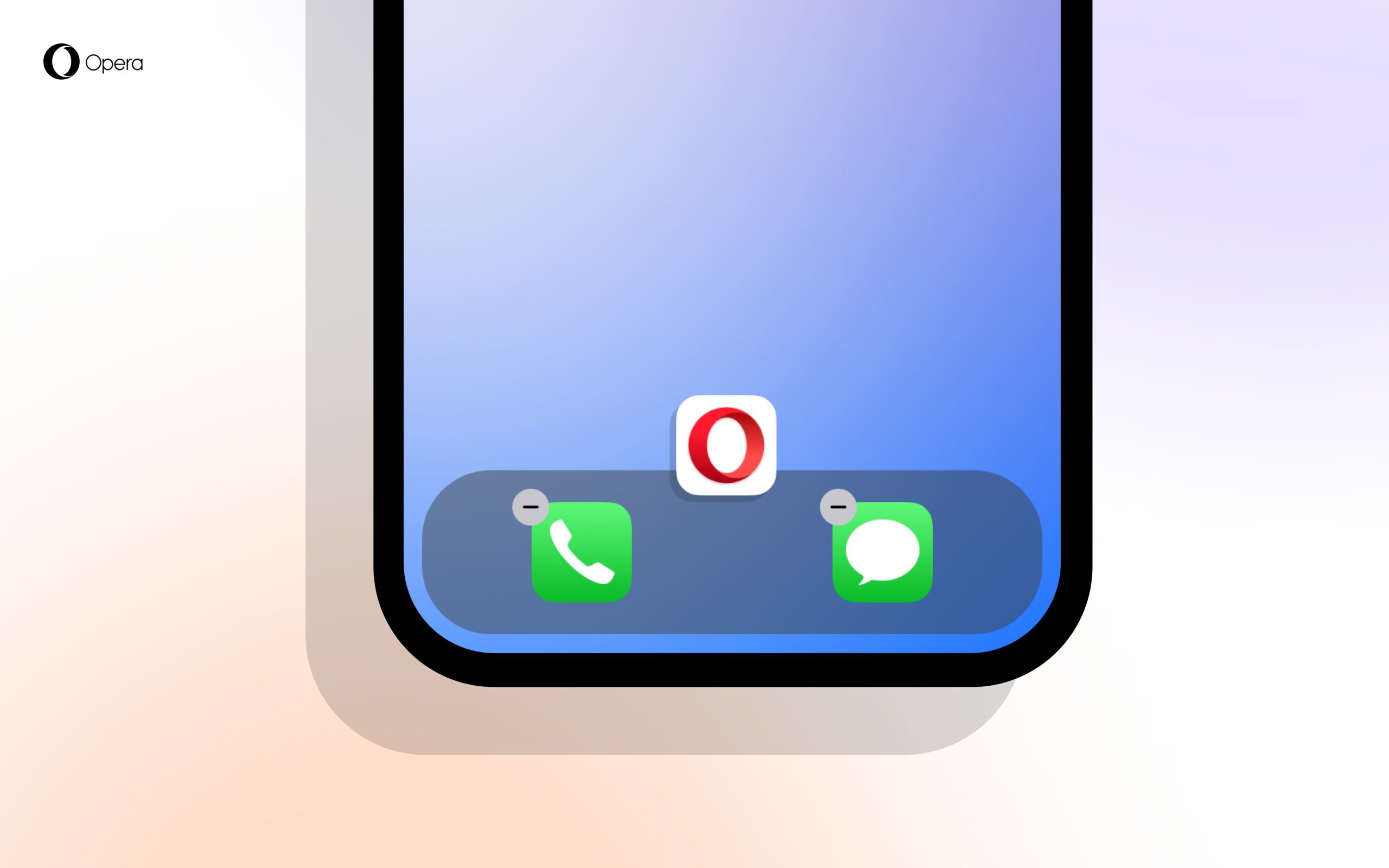 A phone screen shows Opera being chosen as the default browser.