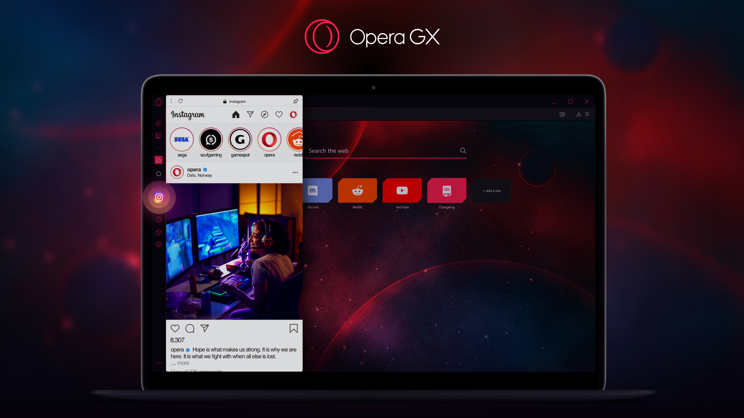 Opera GX now with Instagram and workspaces