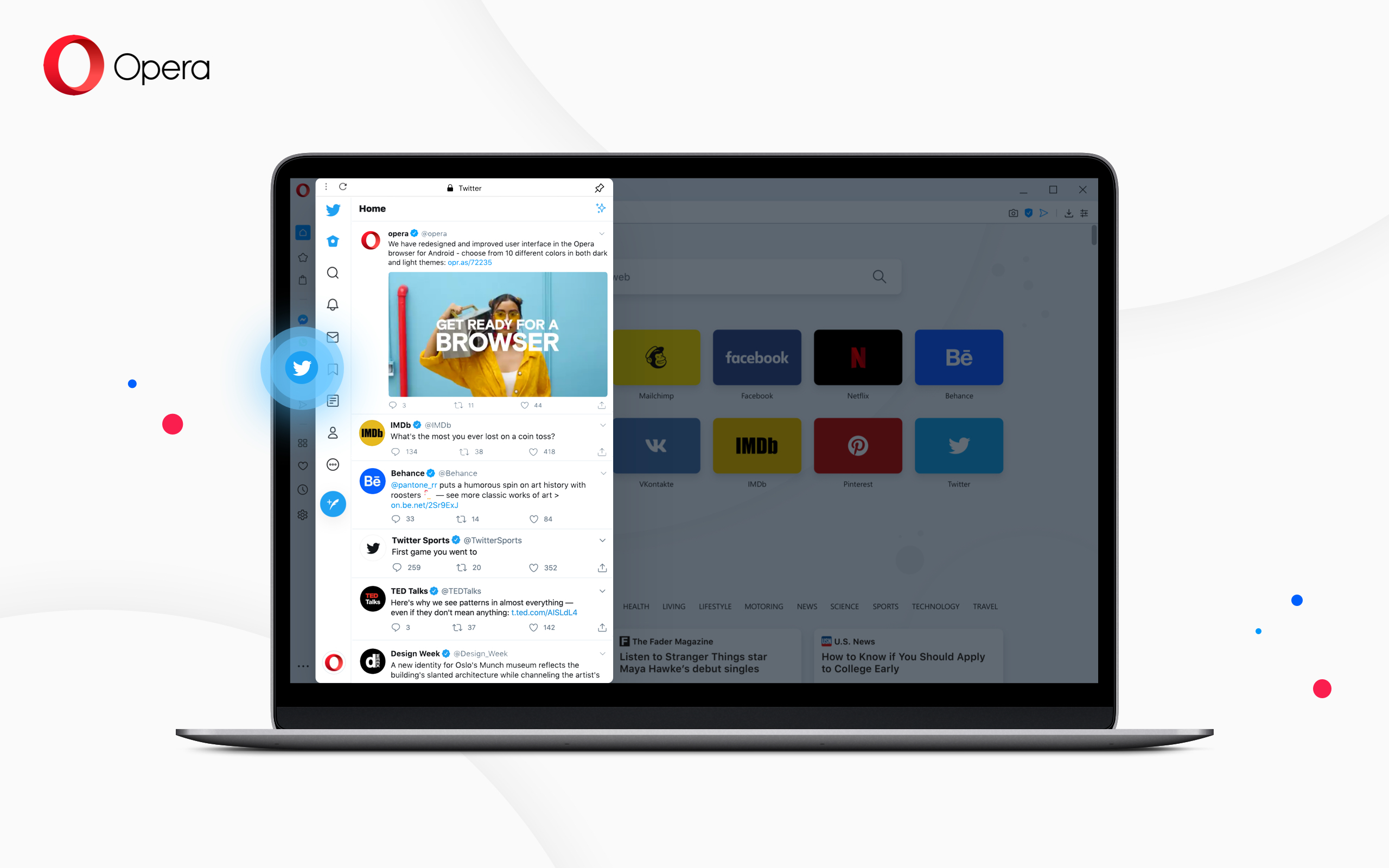 Opera desktop now with built-in Twitter