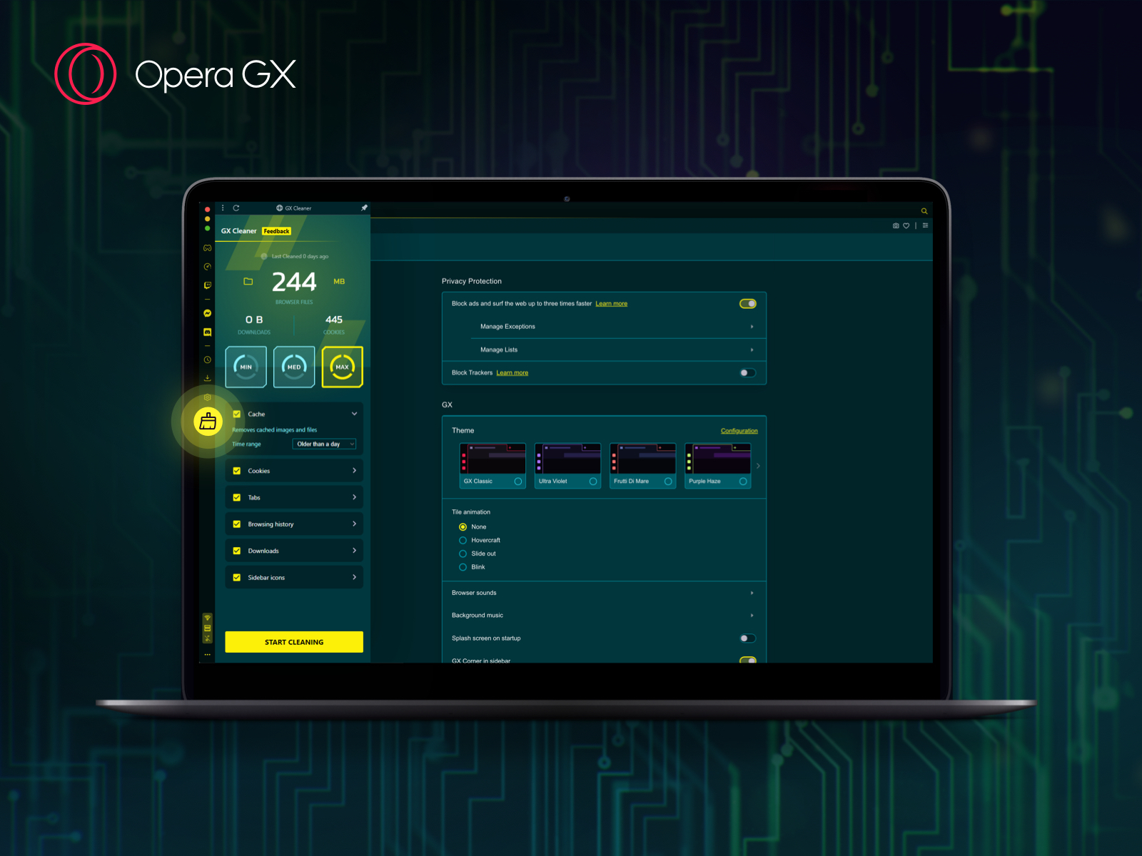 Opera GX now with smart cleaner and color themes