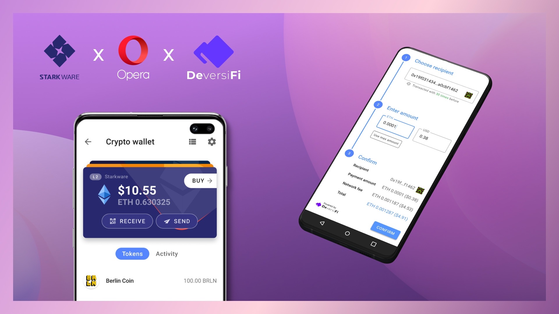 Opera for Android showcasing the Layer2 card in its crypto wallet