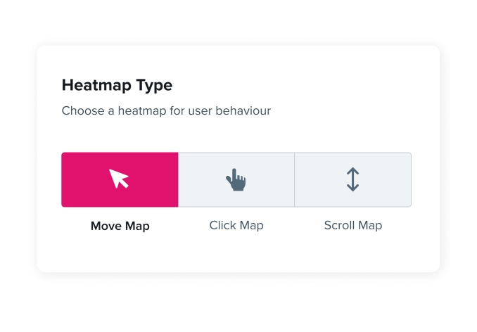 stylized Product UI with move map, click map, scroll map options
