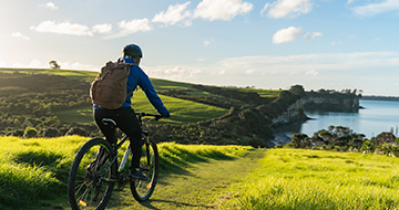 Man riding bike in the countryside