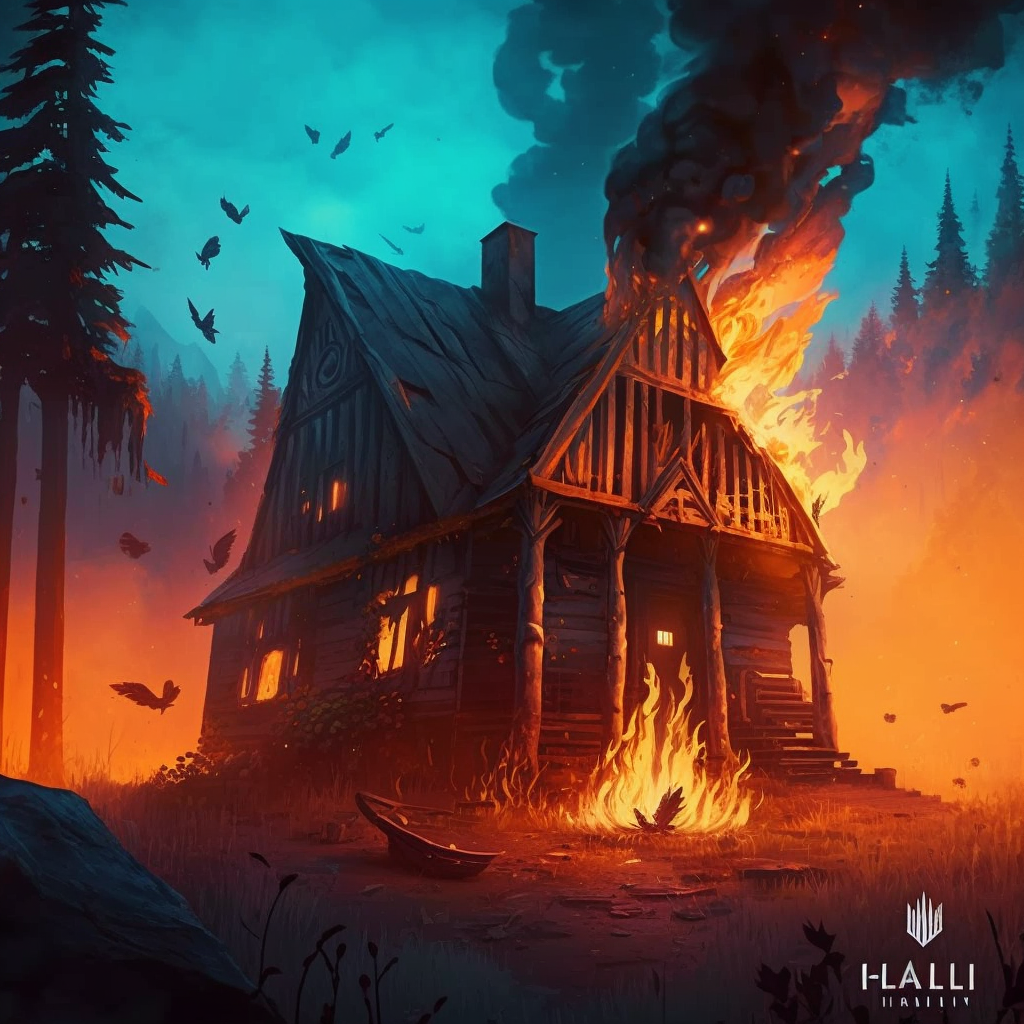Valheim Game Server Hosting Burning House Image