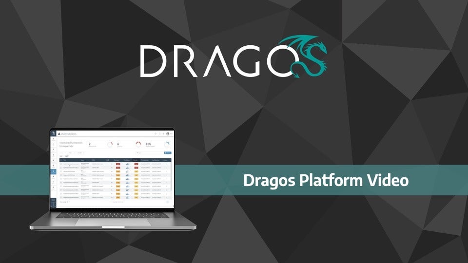 A cover graphic for the Dragos Platform v1.8. update with Vulnerability management