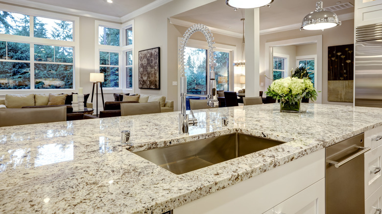 shiny polished granite countertop