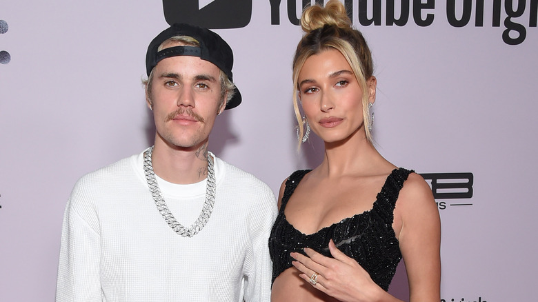 Hailey and Justin Bieber on red carpet