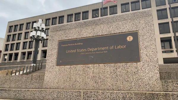 A U.S. Department of Labor sign is see outside the agency.