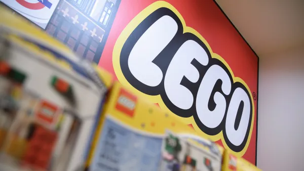 The Lego Brand logo is seen at the store.