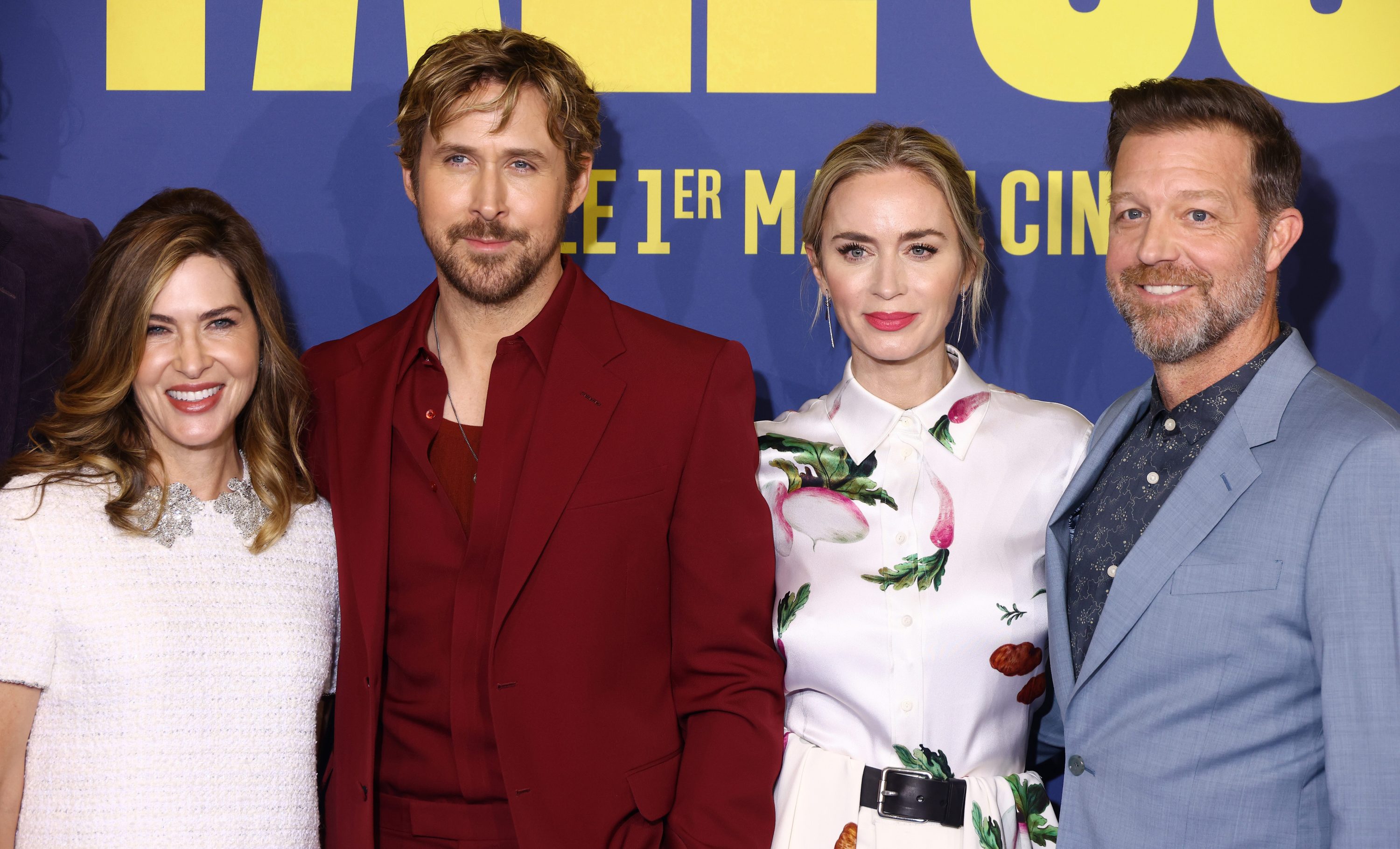 PARIS, FRANCE - APRIL 23: Kelly McCormick, Ryan Gosling, Emily Blunt and David Leitch attend the "The Fall Guy" Premiere at UGC Normandie  on April 23, 2024 in Paris, France. (Photo by Marc Piasecki/Getty Images)