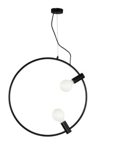 Bolla lampada a sospensione 2 luci nera con lampade a vista e dal design industrial contemporaneo
