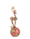 Statua decorativa natalizia Renna su pallina del natale con luci led -BRANDANI