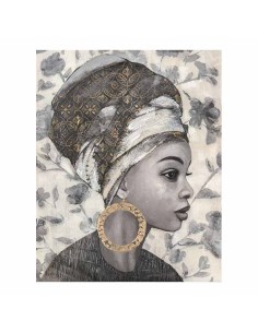 Tanaka quadro etnico di donna con orecchino oro e dettagli in rilievo