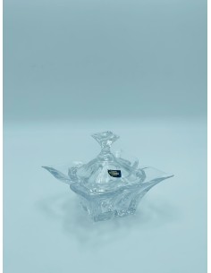 Bowl ciotola centrotavola con coperchio in cristallo trasparente di bohemia