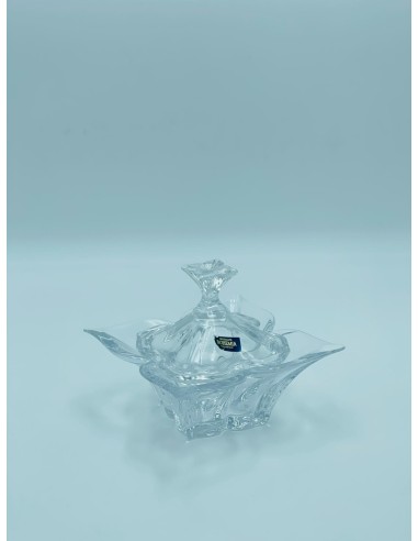 Bowl ciotola centrotavola con coperchio in cristallo trasparente di bohemia -KVETNA