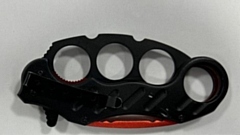 A knuckle duster recovered from a car in Oldham town centre. Images courtesy of GMP