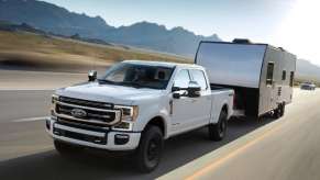 the 2021 Ford F-250 pulling a camper