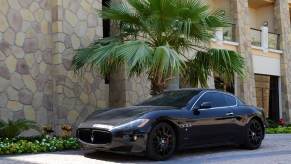 A Maserati GranTurismo shows off its GT car styling as an alternative to a Ford Mustang.