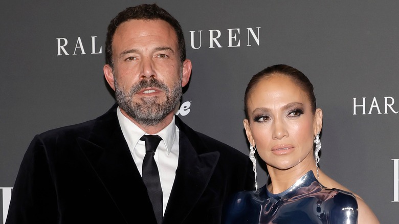 Ben Affleck, Jennifer Lopez with stern expressions