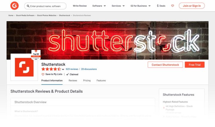 Shutterstock on G2