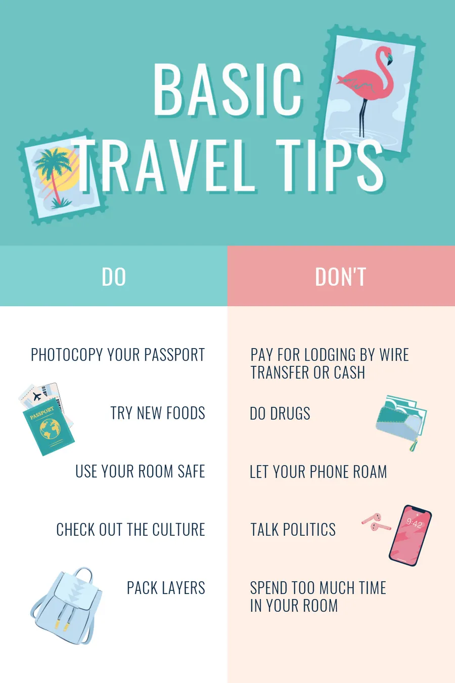 Basic Travel Tips flyers-infographics template