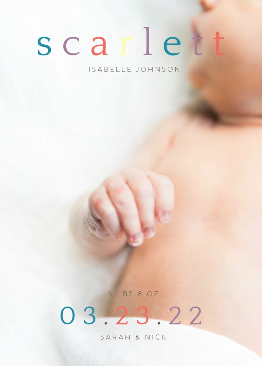 Belle's Birth Announcement cards template