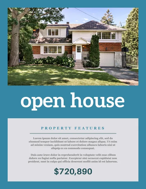 Open House 720 blue flyers-real-estate template