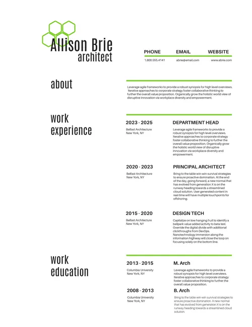 Alisson Brie Architect  resumes template