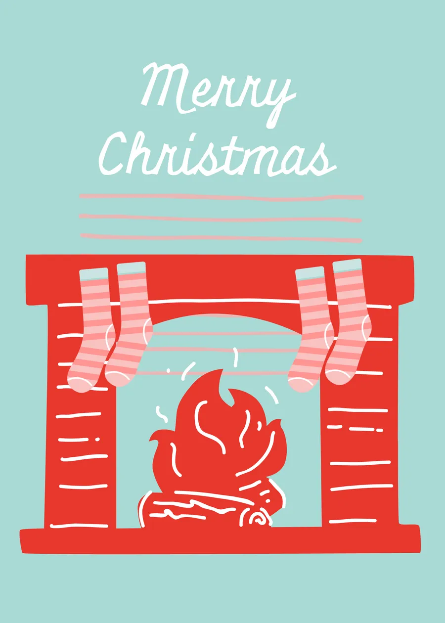 Merry Christmas Fireplace card-christmas template