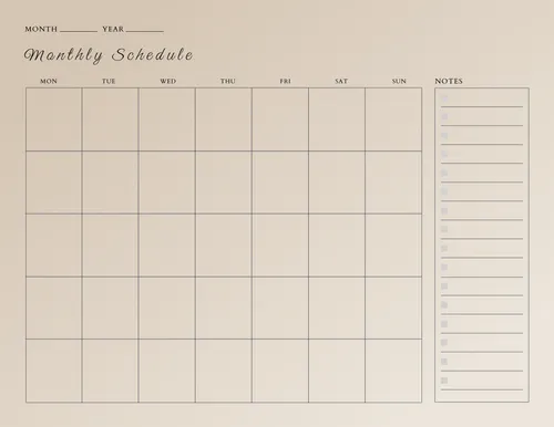 Monthly schedule grey schedules template