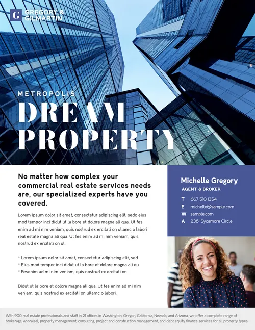 Metropolis Dream Property. Michelle Gregory flyers-real-estate template