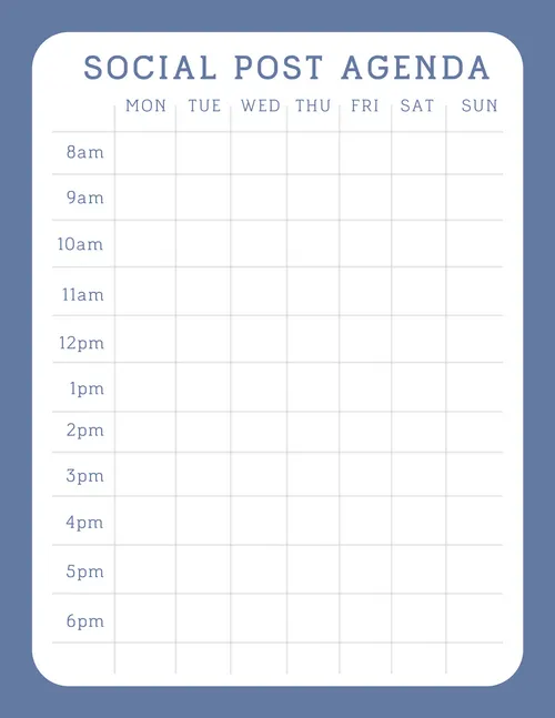 Schedule SocialMedia 6 schedules template