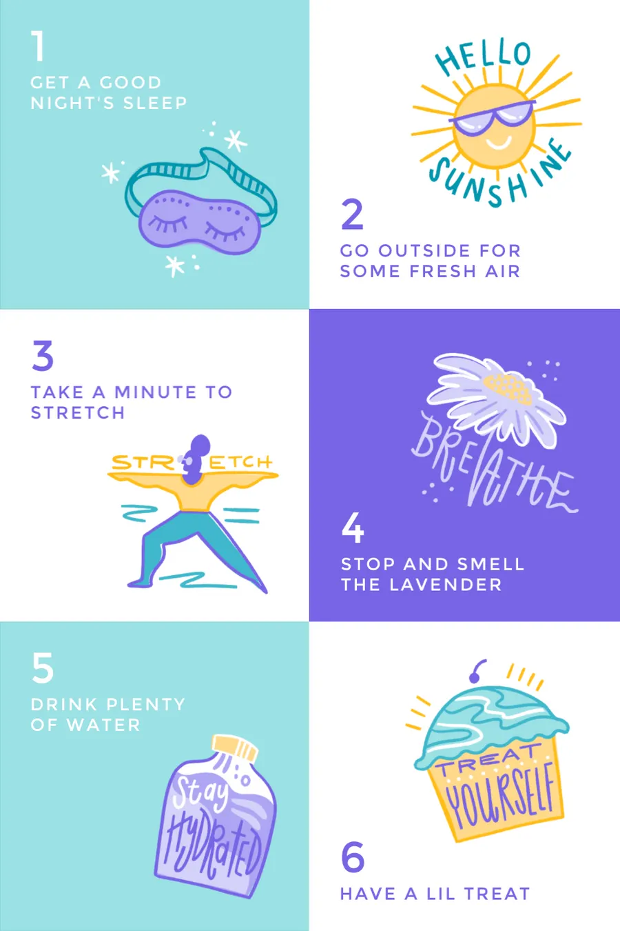 Six Steps for Self Care flyers-infographics template