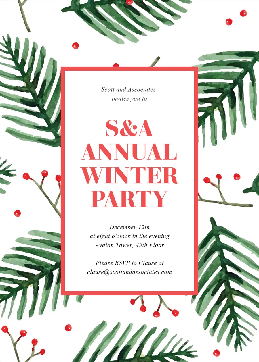 Annual Winter Party card-christmas template