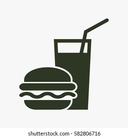Burger with soft drink vector icon. Stock Vector