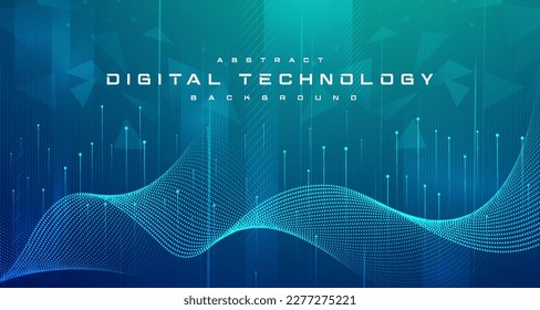 Digital technology banner green blue background concept with technology light effect, abstract tech, innovation future data, internet network, Ai big data, lines dots connection, illustration vector Stock Vector