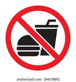 No food allowed symbol, isolated on white background. Prohibition sign. Stock Vector