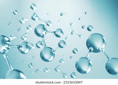 Cosmetic Essence, Liquid bubble, Molecule inside Liquid Bubble on DNA water splash background, 3d rendering Stock Photo