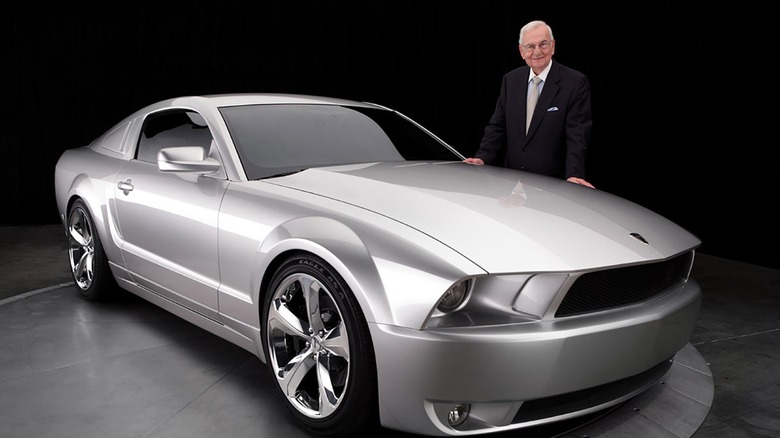 Lee Iacocca with Silver Iacocca 45th Anniversary Mustang