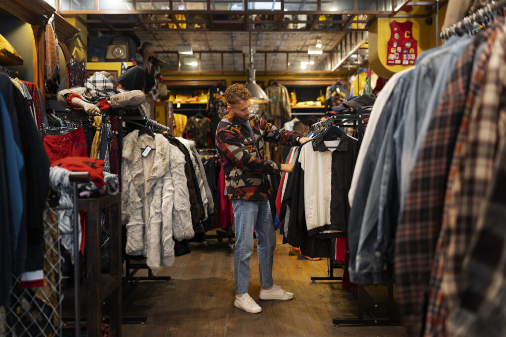 A man shopping from a thrift store