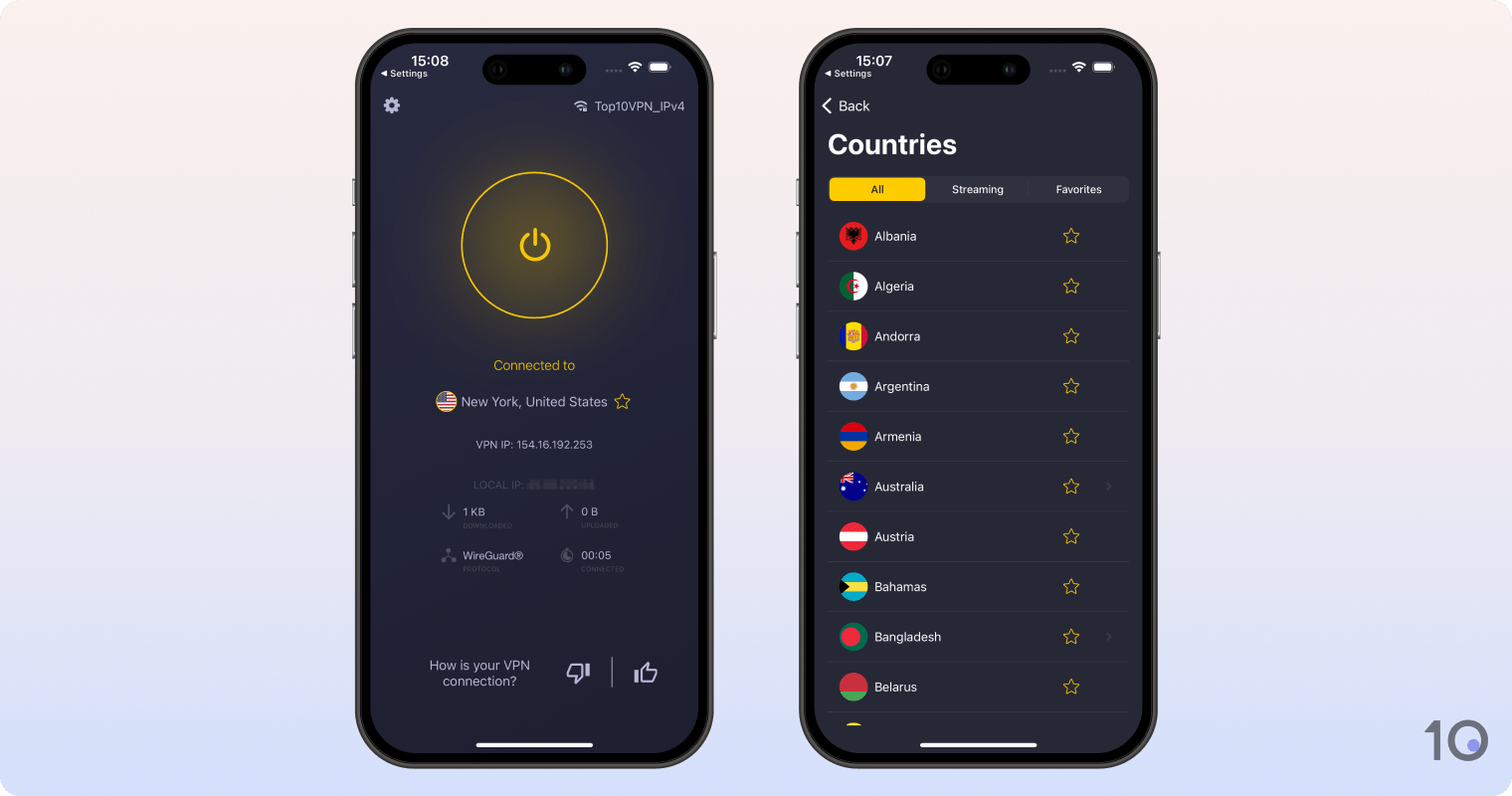 Cyberghost's VPN app for iOS